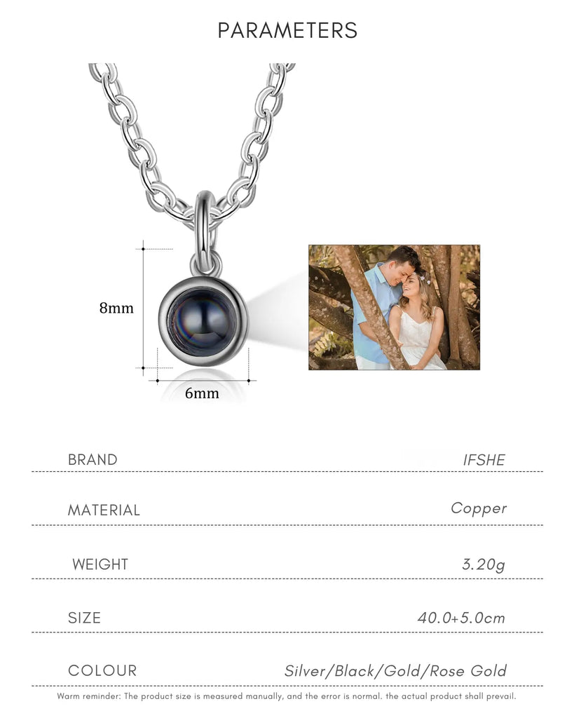 Personalised Minimalist Photo Projection Necklace IfShe UK