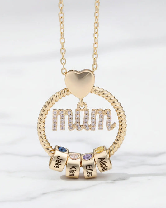 Personalised Mum Necklace with Birthstone Beads IfShe UK