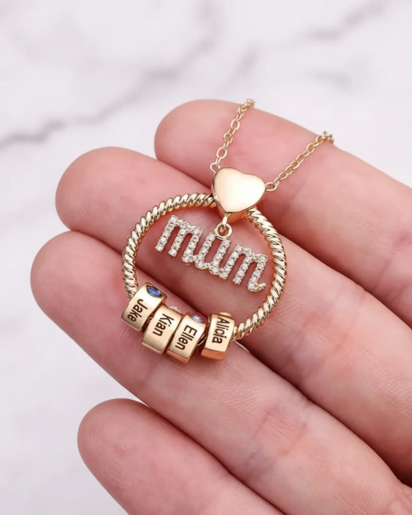 Personalised Mum Necklace with Birthstone Beads IfShe UK