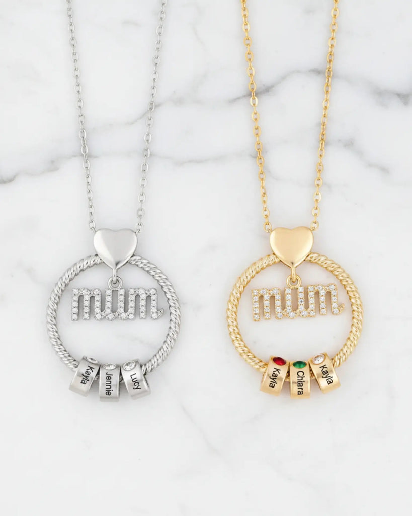 Personalised Mum Necklace with Birthstone Beads IfShe UK