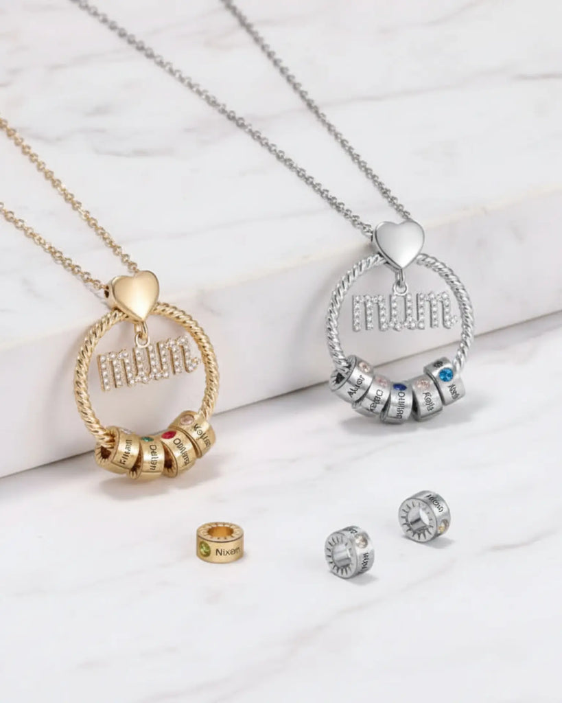Personalised Mum Necklace with Birthstone Beads IfShe UK