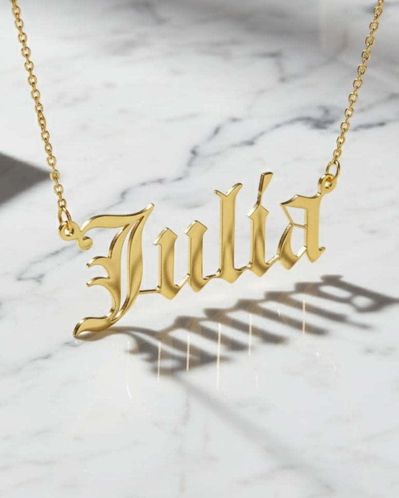 Personalised Old English Name Necklace 925 Sterling Silver IfShe UK