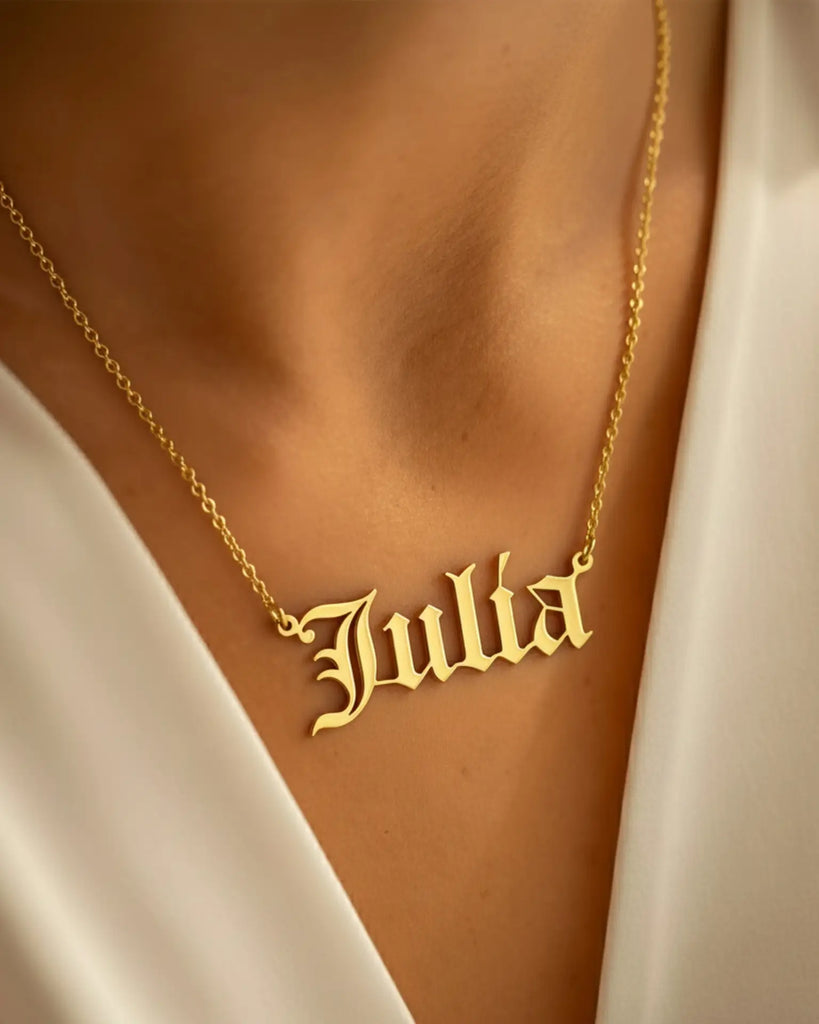 Personalised Old English Name Necklace 925 Sterling Silver IfShe UK