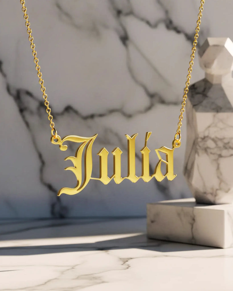 Personalised Old English Name Necklace 925 Sterling Silver IfShe UK