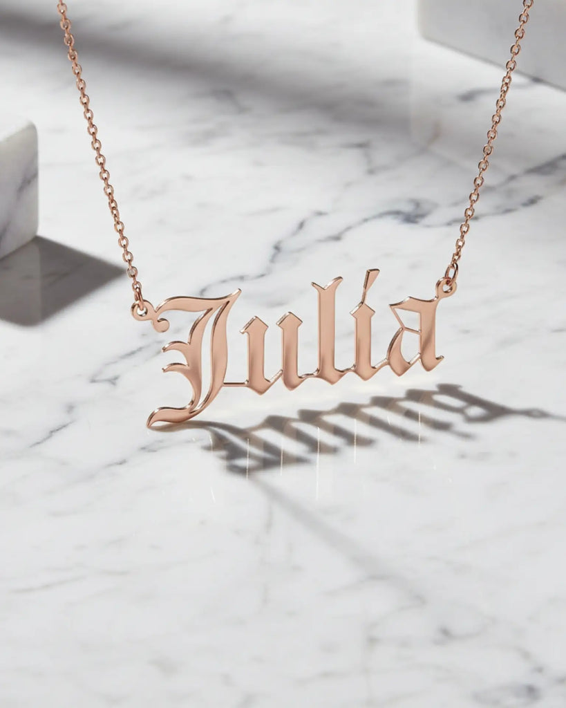 Personalised Old English Name Necklace 925 Sterling Silver IfShe UK