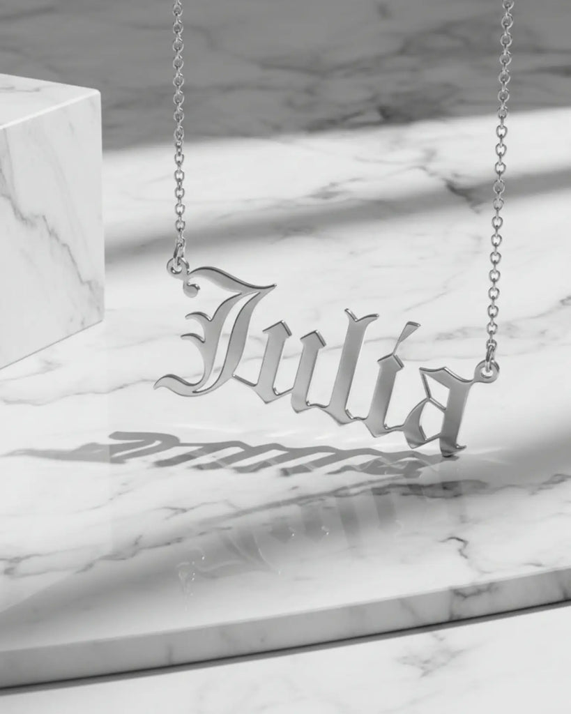 Personalised Old English Name Necklace 925 Sterling Silver IfShe UK