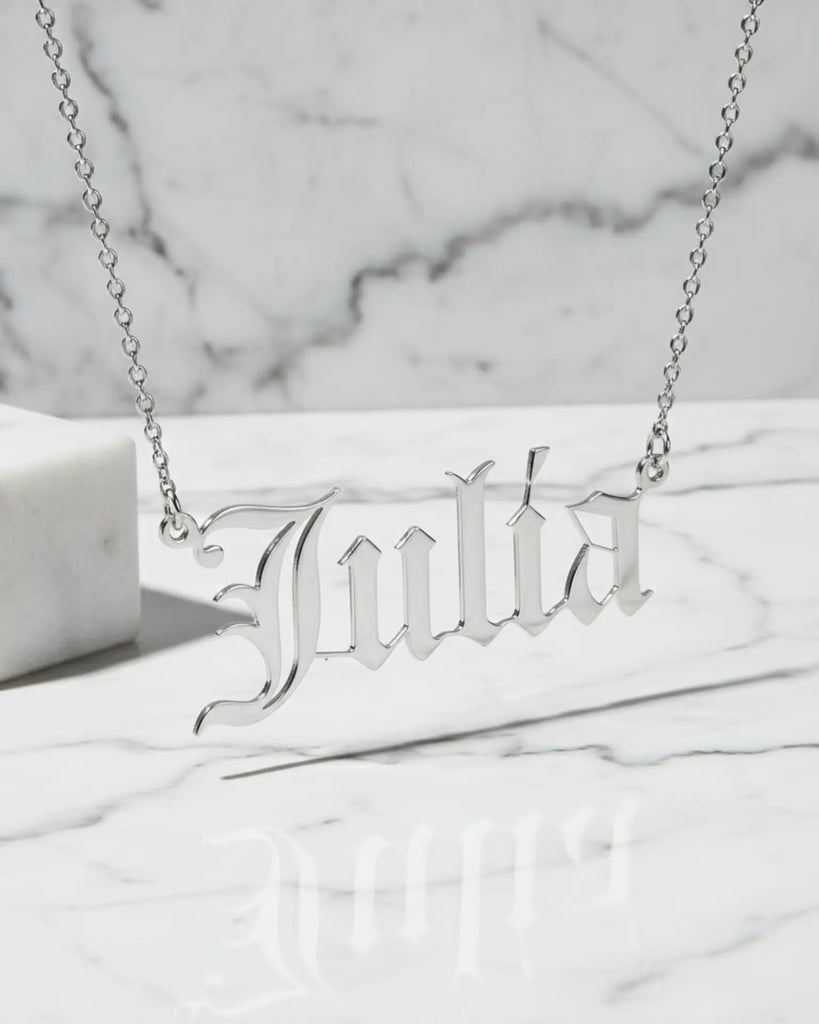 Personalised Old English Name Necklace 925 Sterling Silver IfShe UK