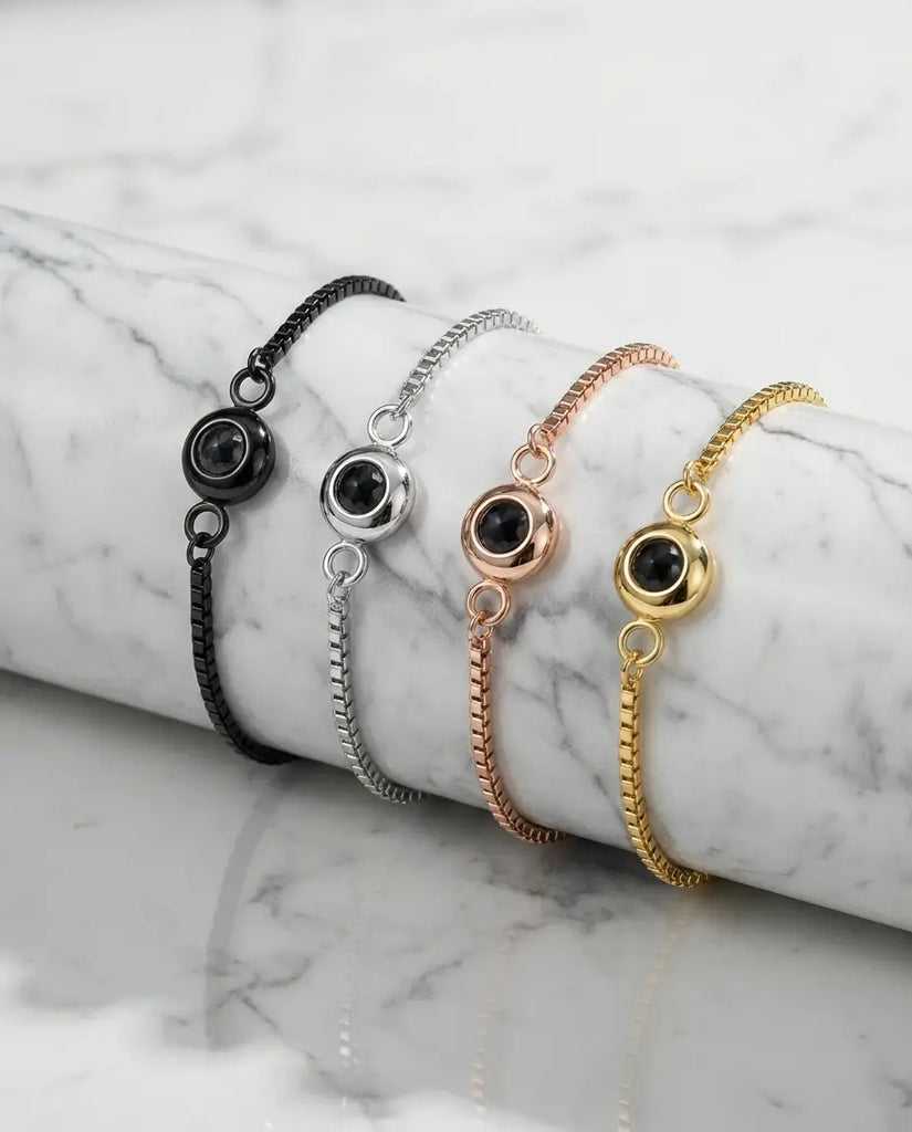 Personalised Photo Projection Bracelet - Adjustable Memory Slider Chain IfShe UK