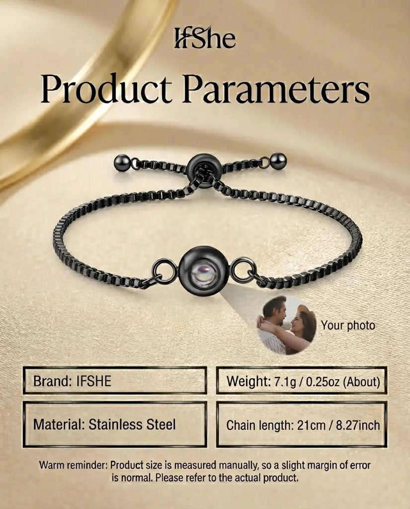 Personalised Photo Projection Bracelet - Adjustable Memory Slider Chain IfShe UK