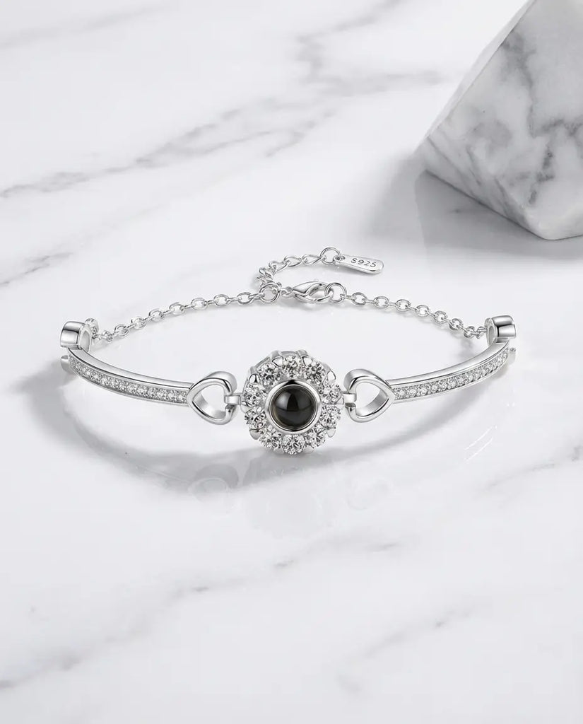 Personalised Photo Projection Bracelet - Halo Crystal Charm IfShe UK