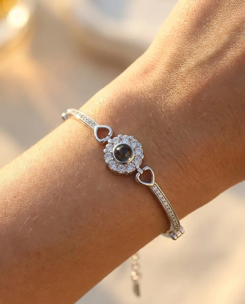 Personalised Photo Projection Bracelet - Halo Crystal Charm IfShe UK