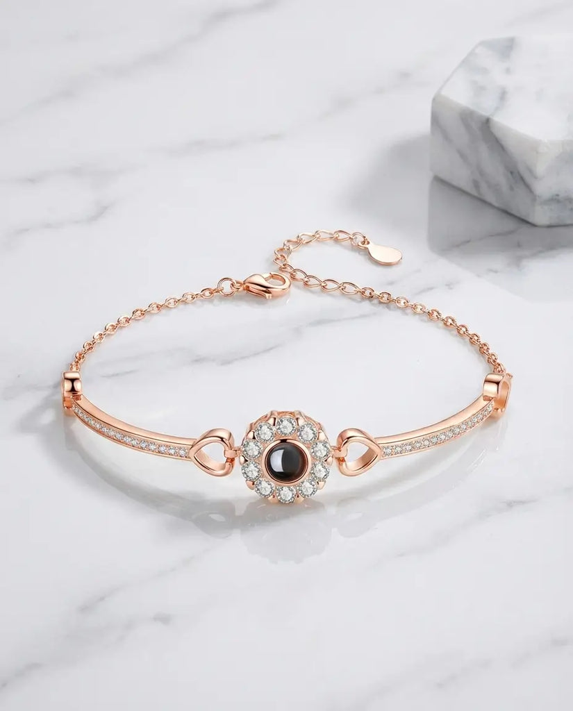Personalised Photo Projection Bracelet - Halo Crystal Charm IfShe UK