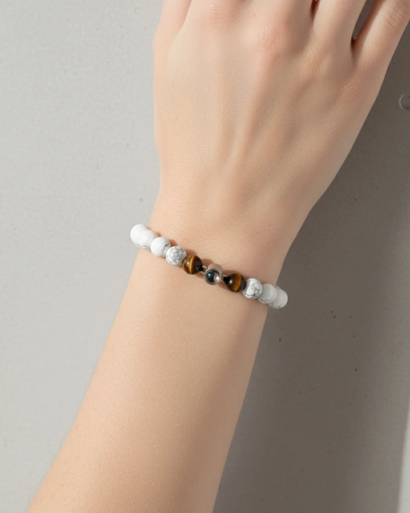 Personalised Photo Projection Bracelet – Magnesite Stone Beads for Women IfShe UK