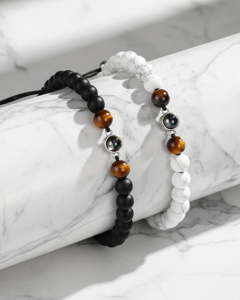 Personalised Photo Projection Bracelet – Magnesite Stone Beads for Women IfShe UK