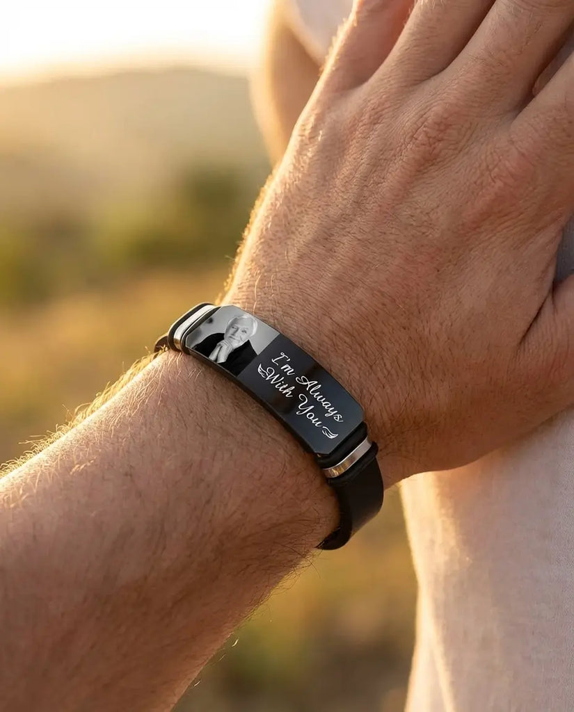 Personalised Silicone Photo Bracelet - Stainless Steel Engraved Memory Band IfShe