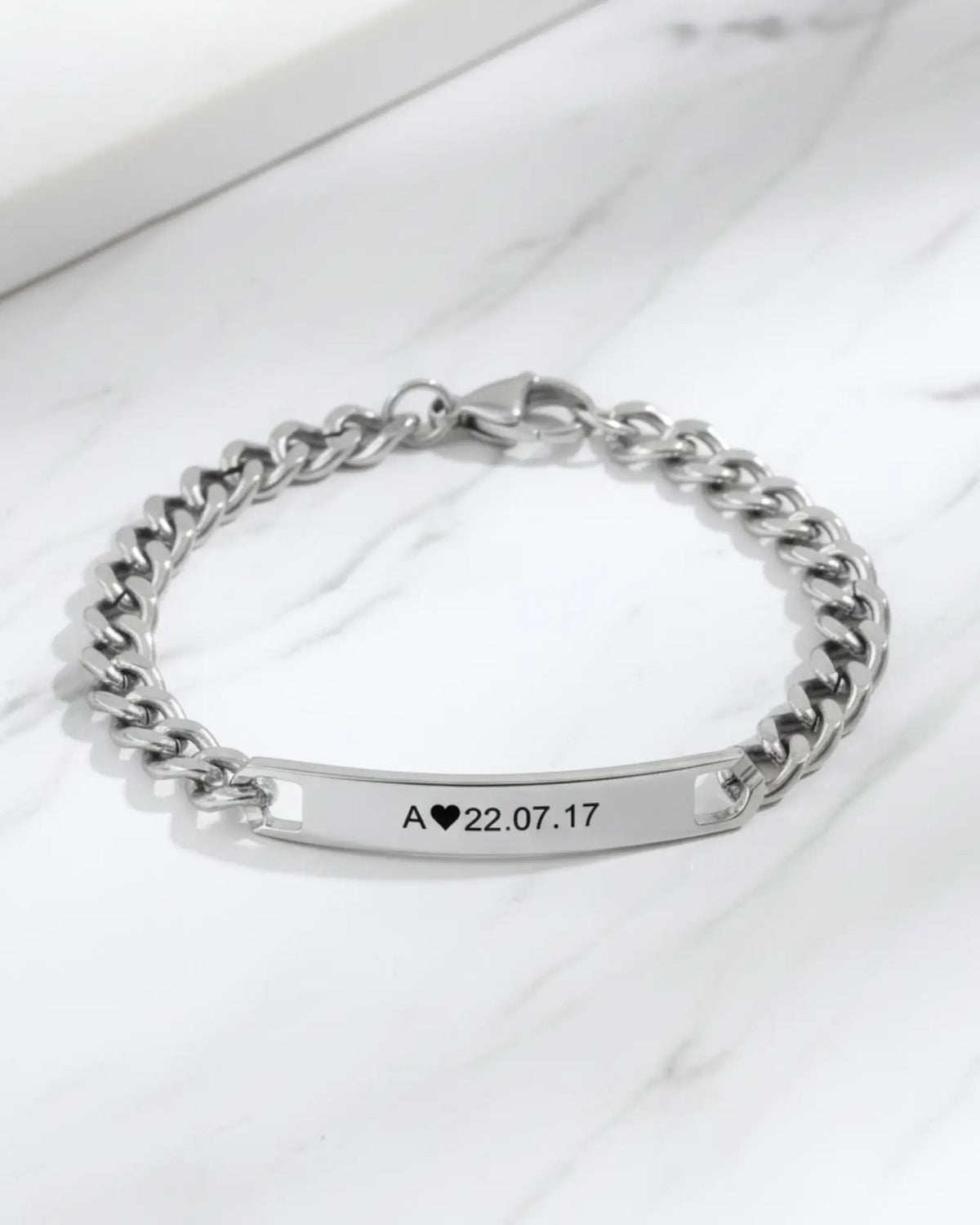 Personalised Bar Engraved Couple Bracelets with Initial & Date, Matching Bracelets for Couples – His & Hers Anniversary & Wedding Gift