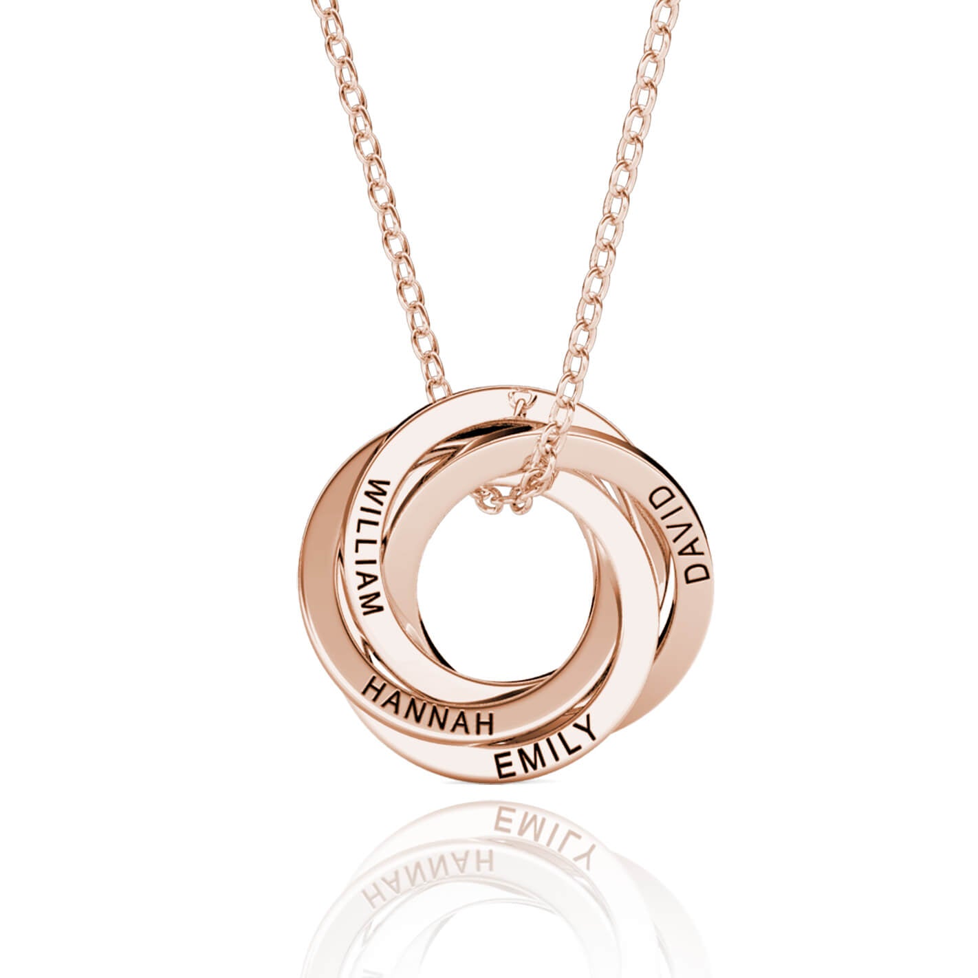Russian 3 Ring Necklace - Engraved 3 Name Necklace - Sterling Silver - Rose  Gold – ifshe.com