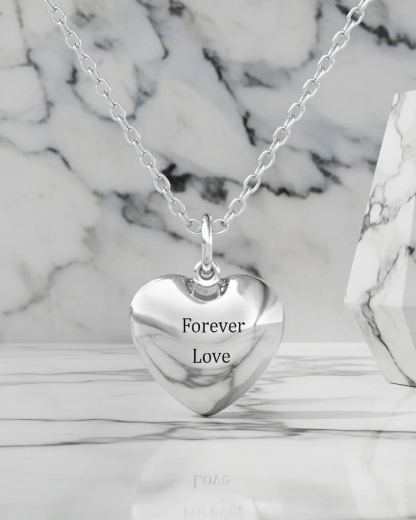 Sterling Silver Engravable Heart Photo Locket Necklace with Picture Inside IfShe Jewelry
