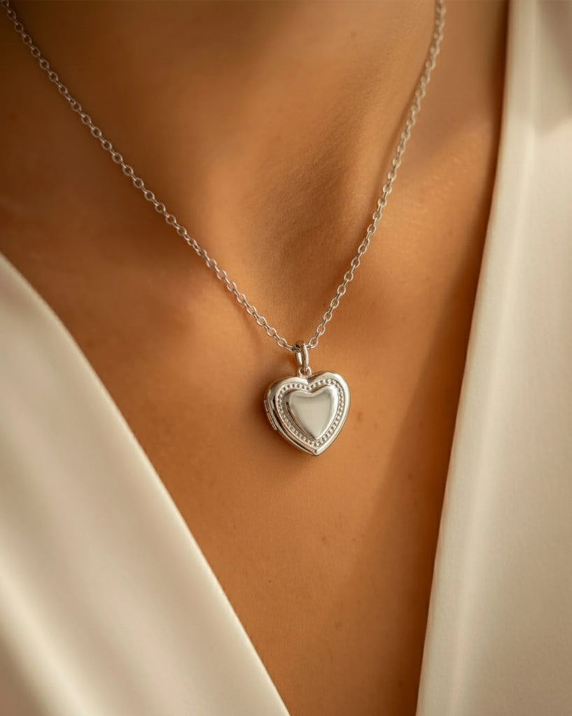 Sterling Silver Engravable Heart Photo Locket Necklace with Picture Inside IfShe Jewelry