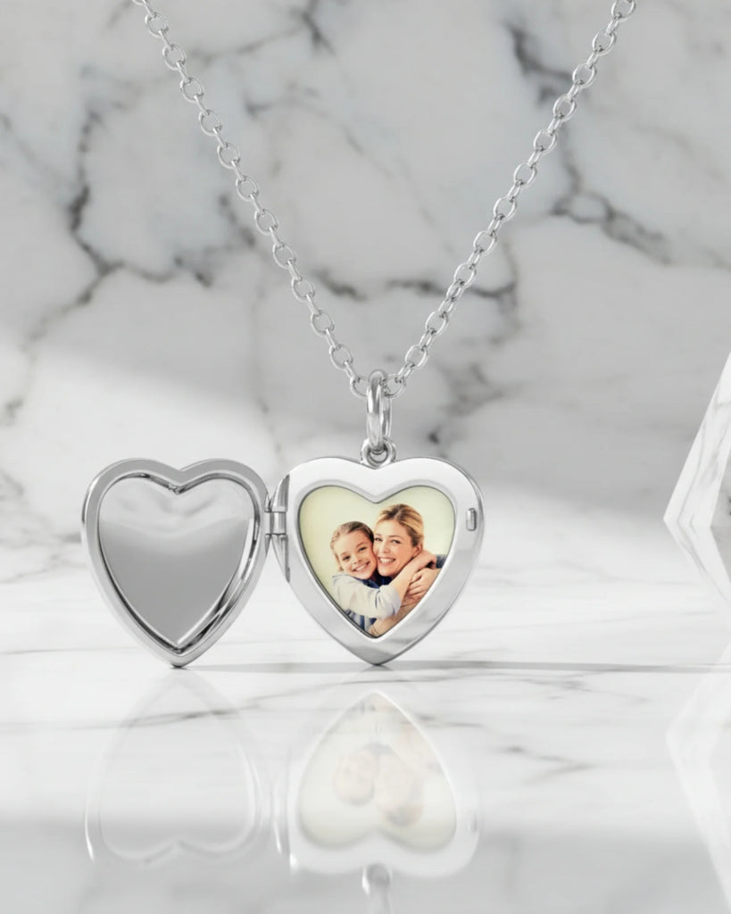 Sterling Silver Engravable Heart Photo Locket Necklace with Picture Inside IfShe Jewelry