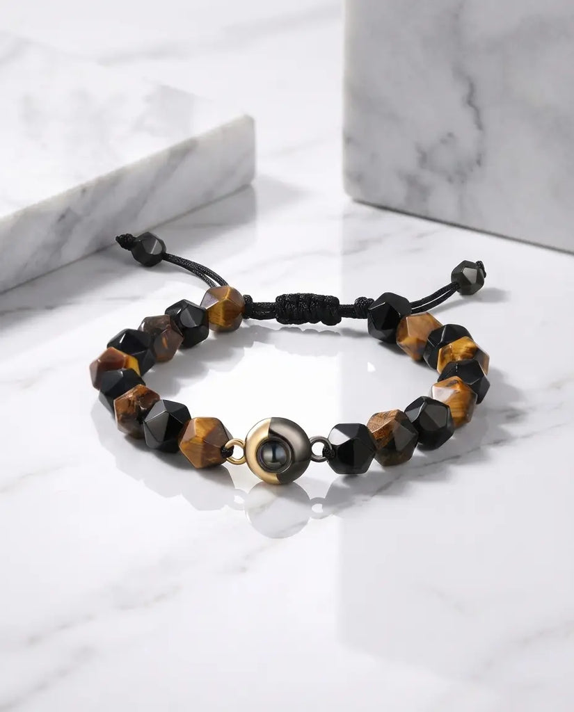 Tiger's Eye Photo Projection Bracelet - Unisex Picture Inside Bead IfShe UK