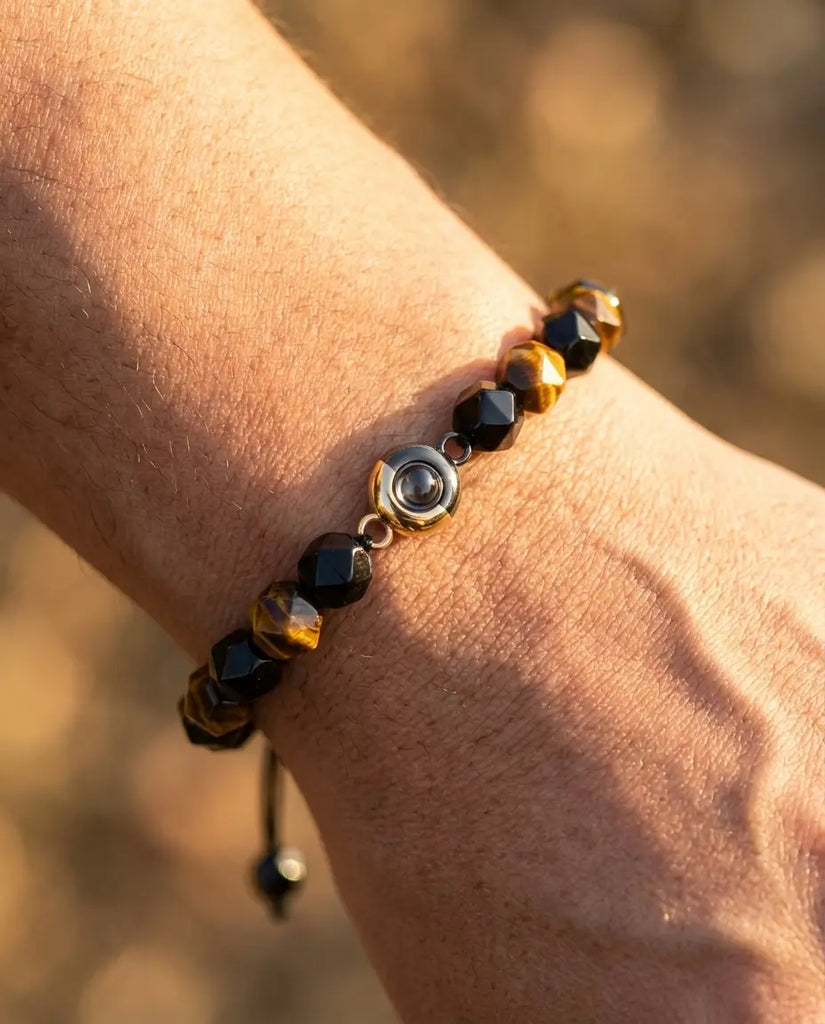 Tiger's Eye Photo Projection Bracelet - Unisex Picture Inside Bead IfShe UK