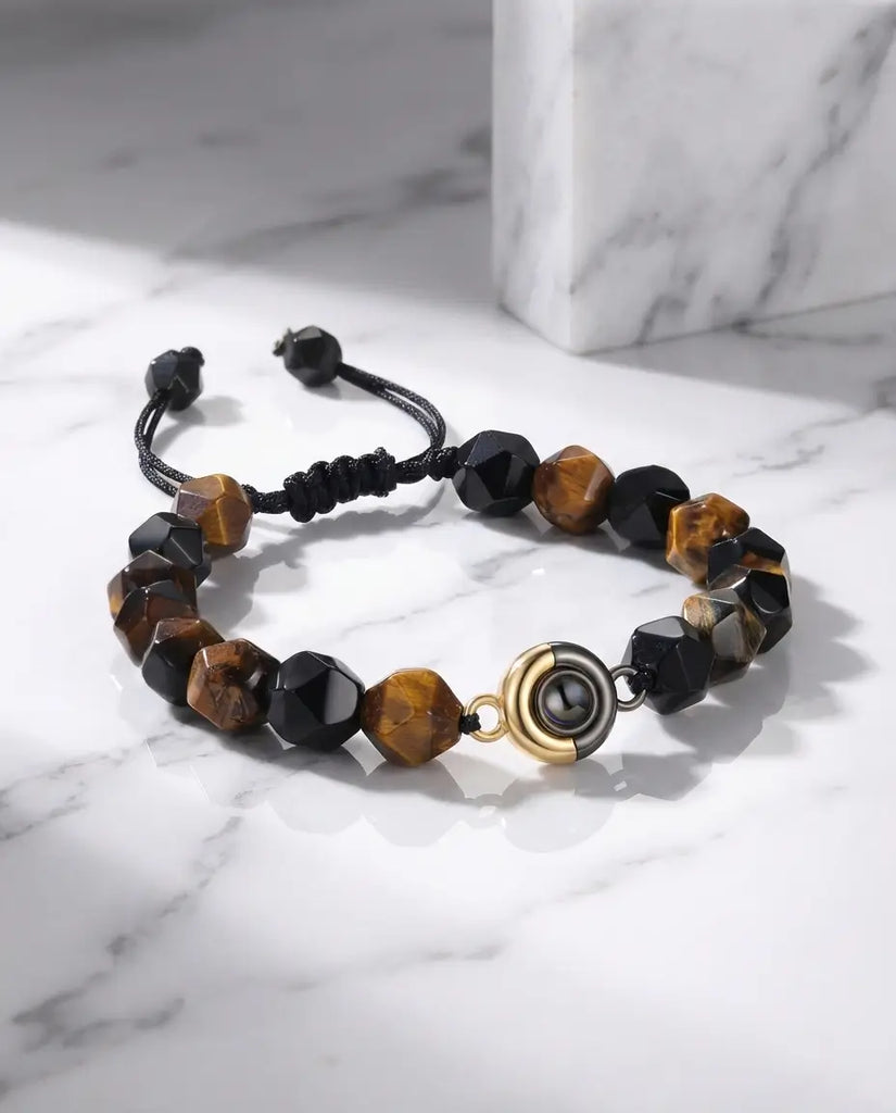 Tiger's Eye Photo Projection Bracelet - Unisex Picture Inside Bead IfShe UK