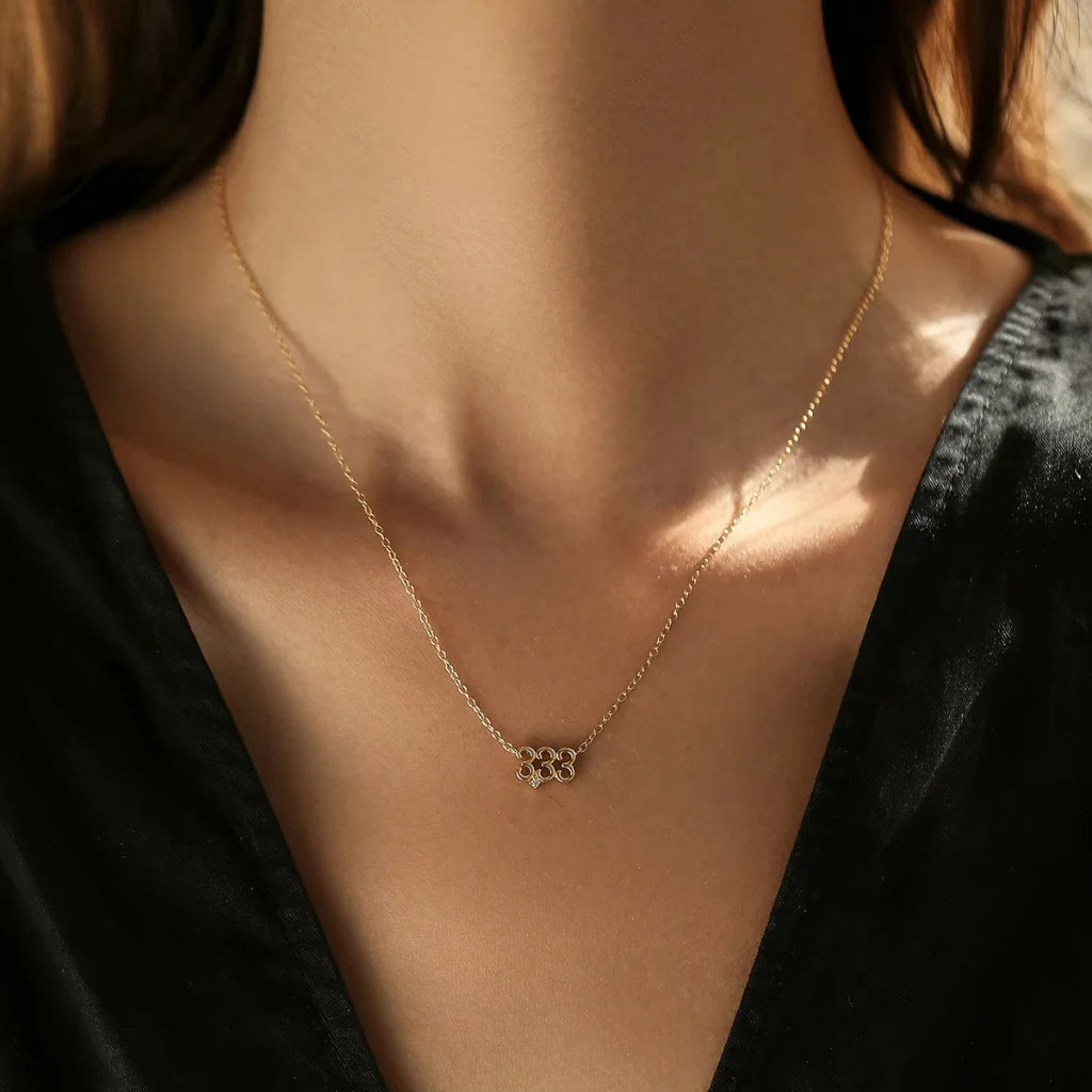 Angel Number Necklace | Gold & 925 Sterling Silver with Zircon