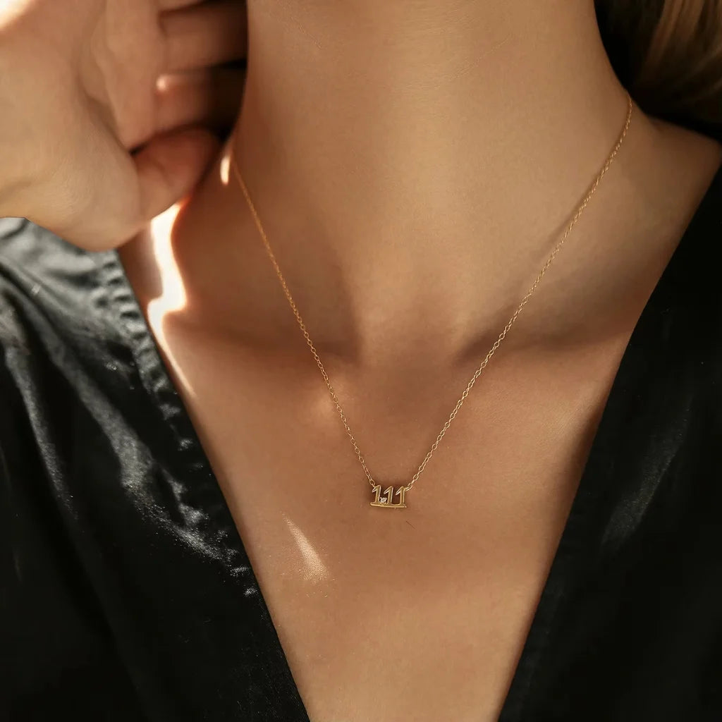 Angel Number Necklace | Gold & 925 Sterling Silver with Zircon