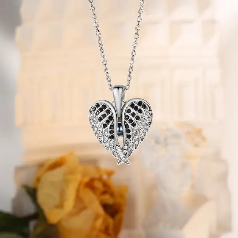 Angel Wings Photo Projection Necklace | Heart Pendant Necklace with Picture Inside | 5 Colours