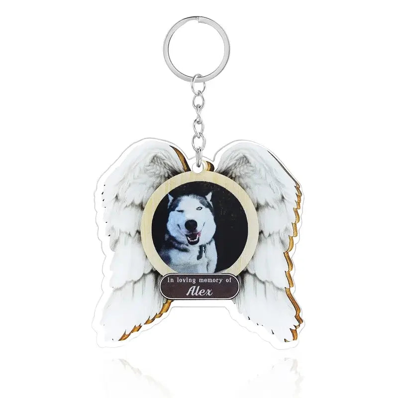 Angel Wings Personalised Photo Keyring with Names & Text