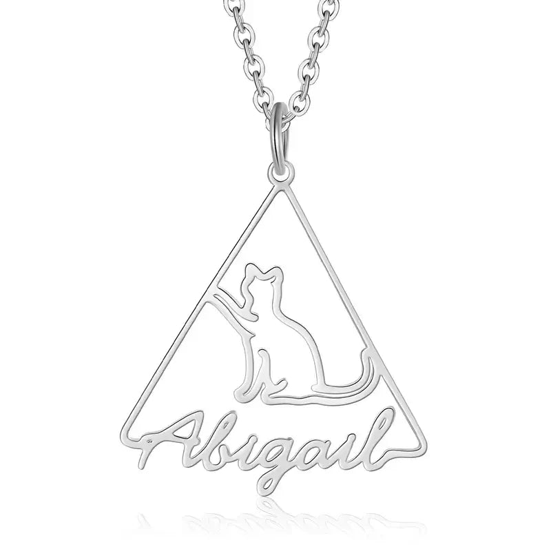 Animal Personalised Name Necklace | Cat/Dolphin/Elephant/Octopus/Turtle | Name Necklace Silver/Rose Gold/Yellow Gold