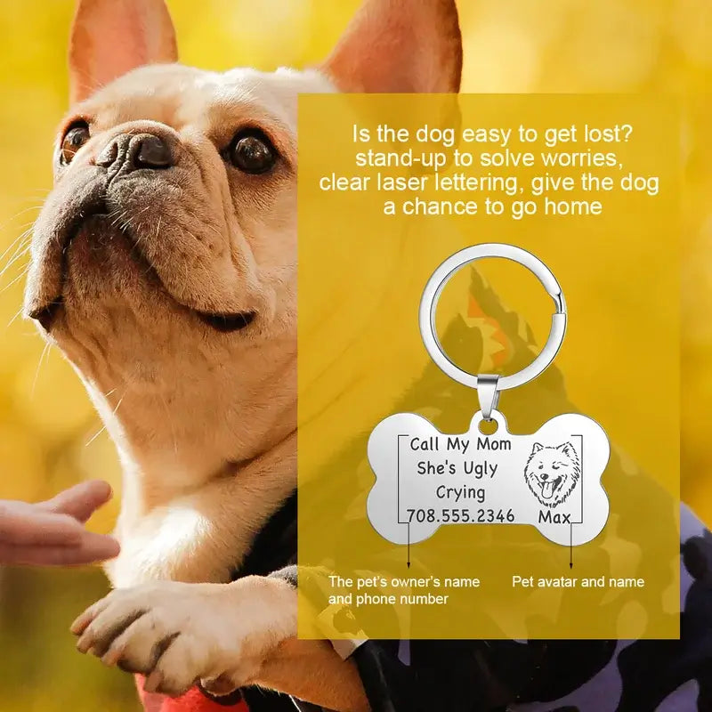 Personalised Pet Collar Card Keyring | Personalised Dog Keyring