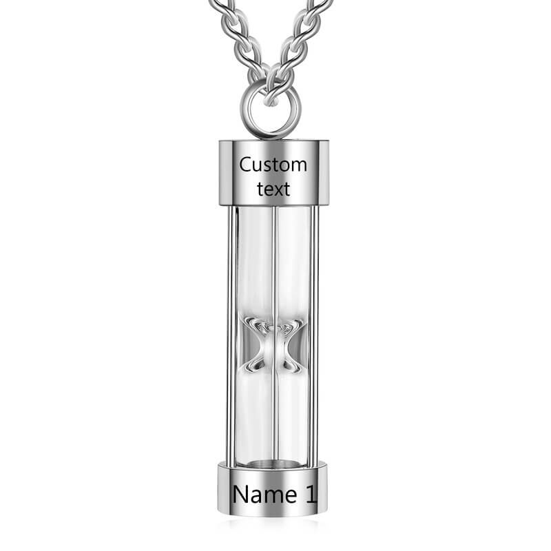 Ashes Necklace Hourglass Pendant - Ashes Necklace with Engraving