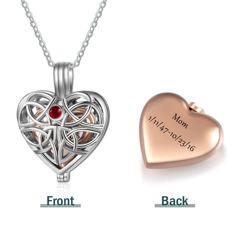 Ashes Necklace - Two Heart Lockets with Engraving and Birthstone