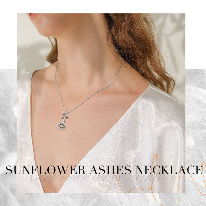 Ashes Necklace with Engraving - Sunflower Pendant