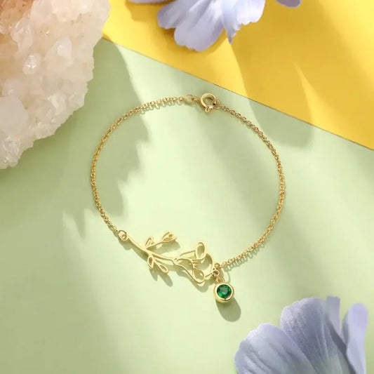 Birth Flower Personalised Birthstone Bracelet