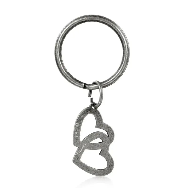 Heart Shaped Personalised Keyring | 2-5 Name Keyring | Engraved Keyring