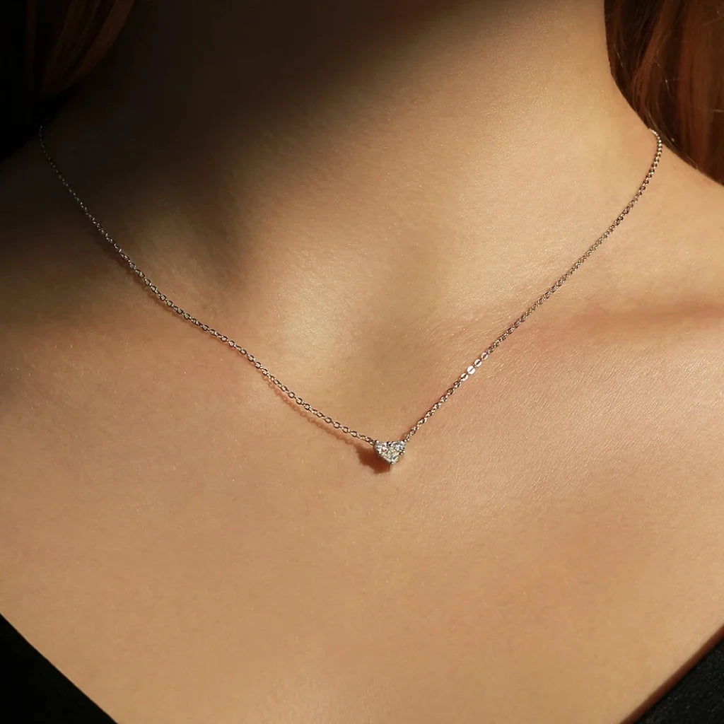 Heart Birthstone Necklace - 925 Sterling Silver Choker for Women
