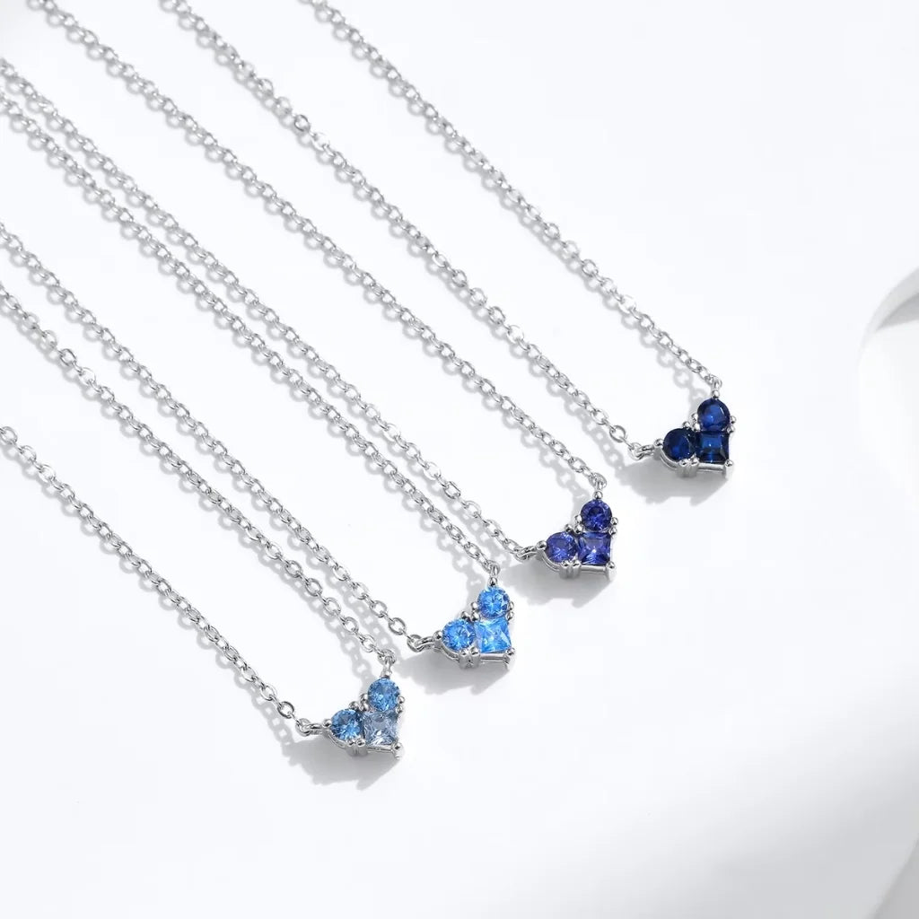 Heart Birthstone Necklace - 925 Sterling Silver Choker for Women