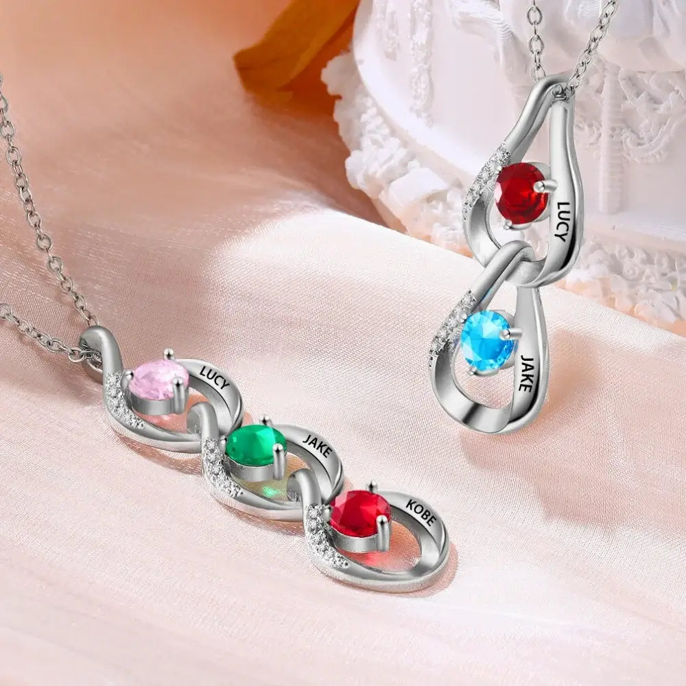 Birthstone Personalised Necklace for Mum, Personalised Jewellery for Mums, Mother's Day Necklace