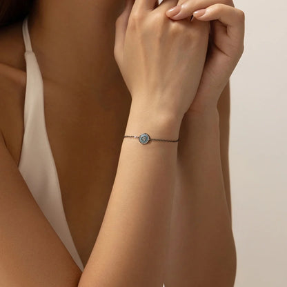 Black Sterling Silver Evil Eye Bracelet for Women - Evil Eye Protaction Bracelet