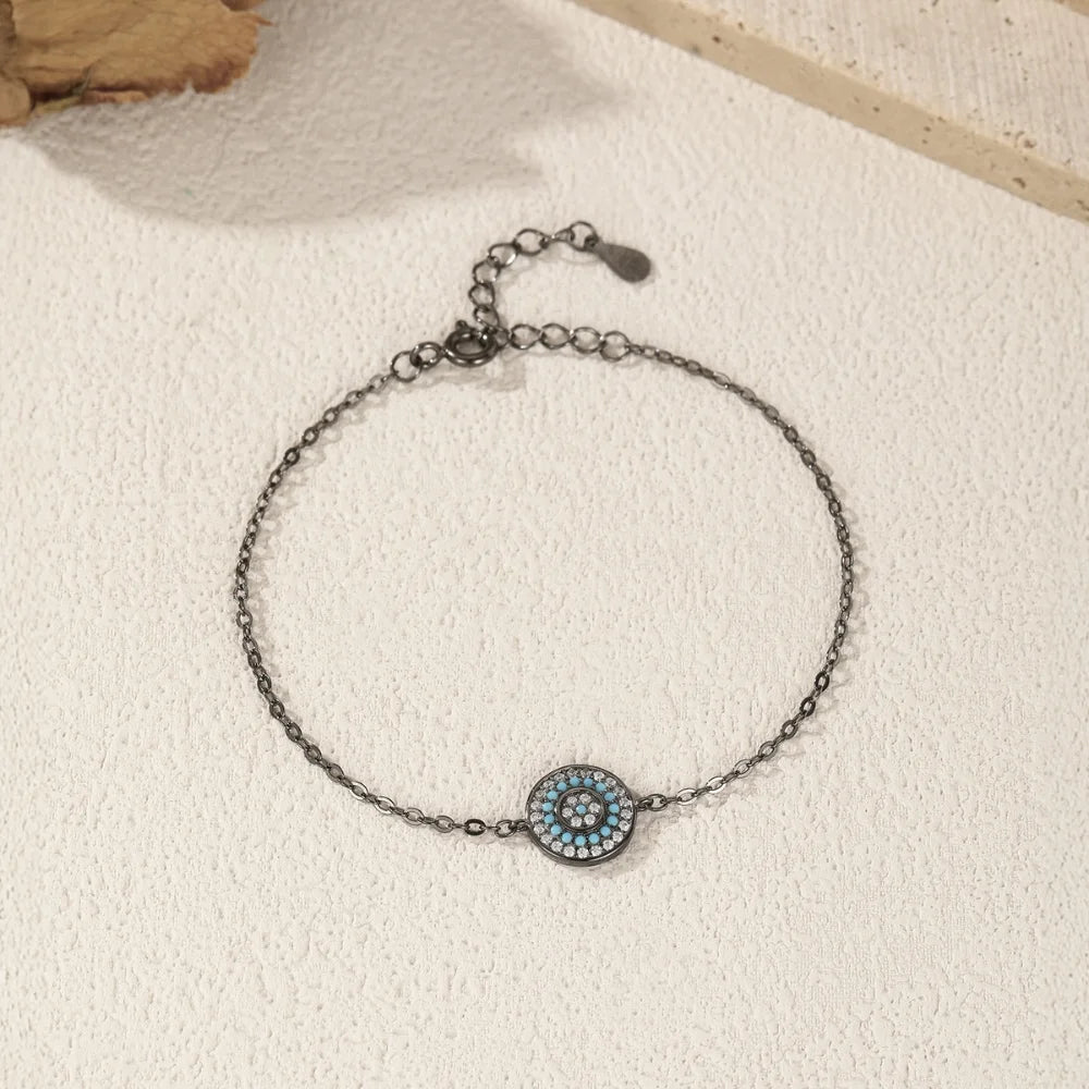 Black Sterling Silver Evil Eye Bracelet for Women - Evil Eye Protaction Bracelet