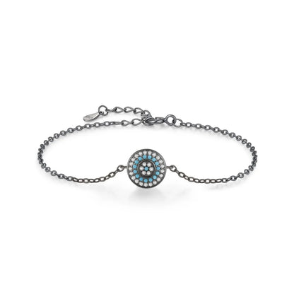 Black Sterling Silver Evil Eye Bracelet for Women - Evil Eye Protaction Bracelet