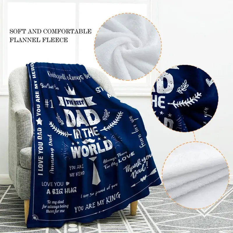Blue Fleece Blanket | Flannel Blanket | Blanket for Dad Father's Day Gift