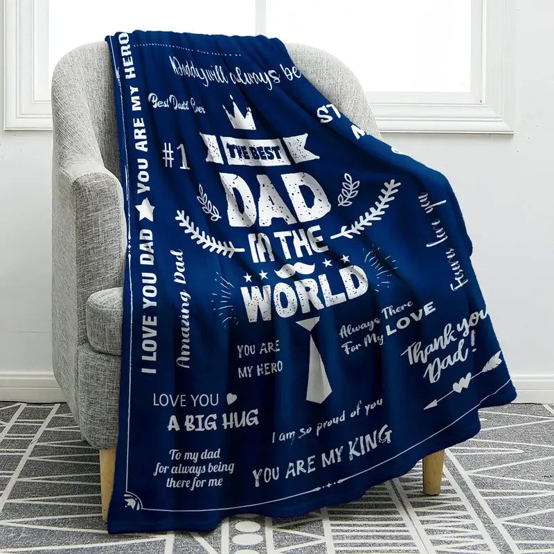 Blue Fleece Blanket | Flannel Blanket | Blanket for Dad Father's Day Gift