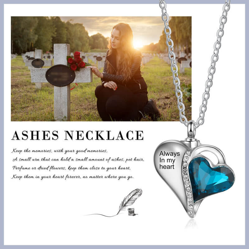 blue heart ashes necklace with engraving 4