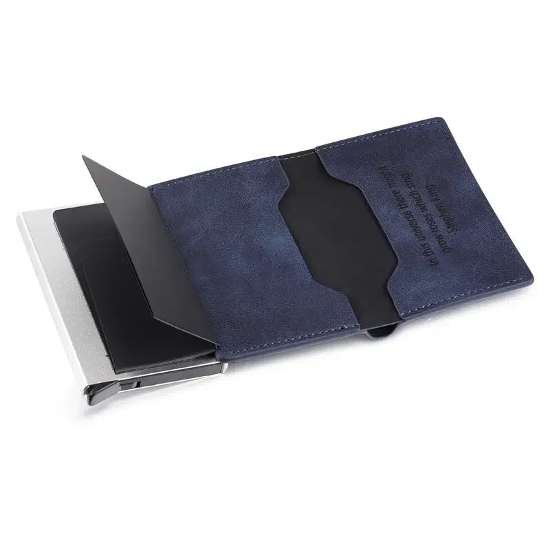 Blue Leather Men's Personalised Wallet with Engraving