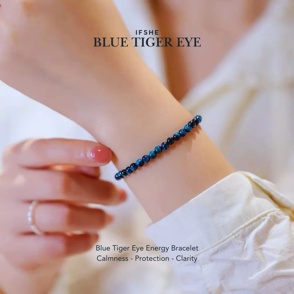Blue Tiger Eye Energy Bracelet – Calming 4mm Crystal for Inner Peace & Clarity