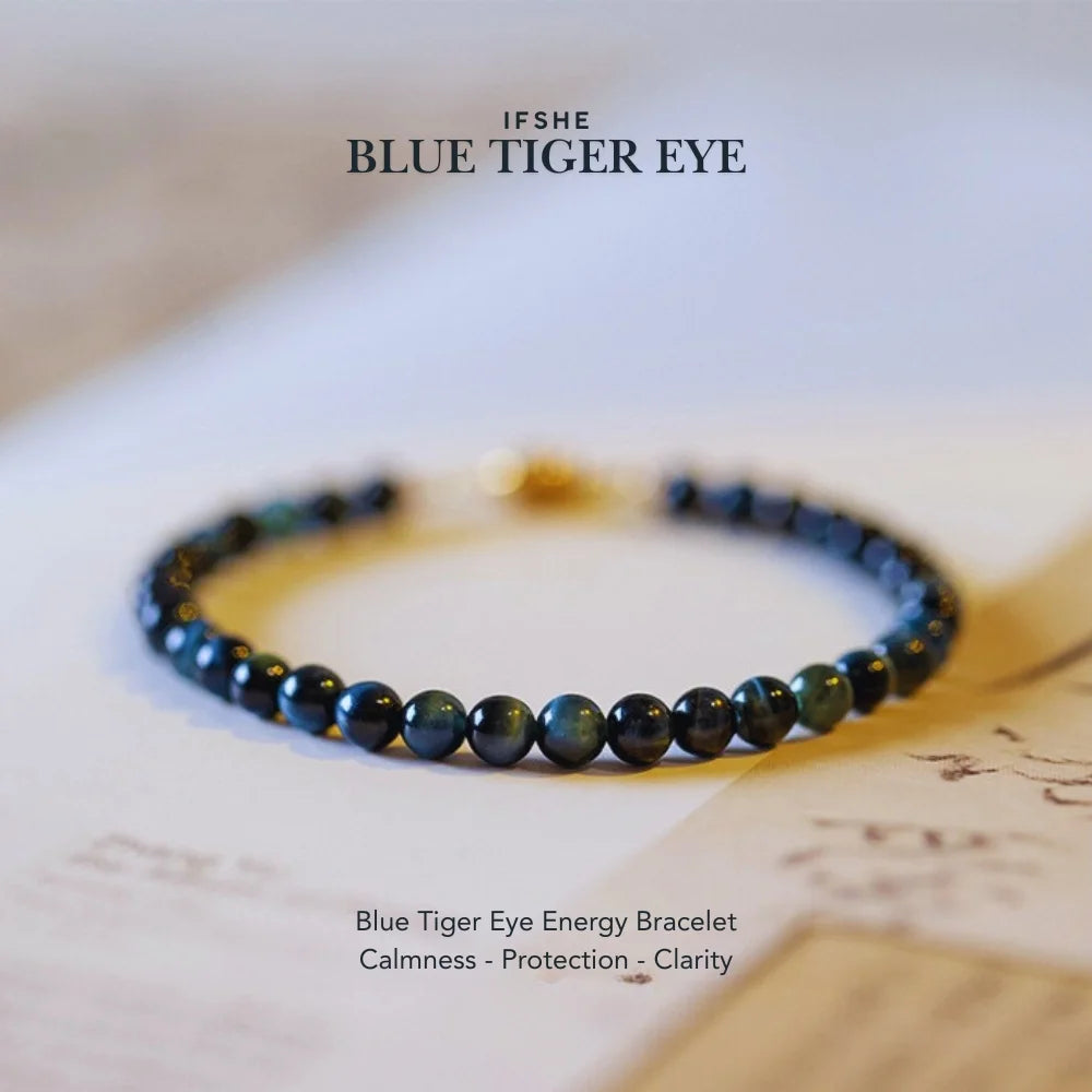 Blue Tiger Eye Energy Bracelet – Calming 4mm Crystal for Inner Peace & Clarity